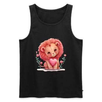 Cadeau de Saint-Valentin Lion - Débardeur bio Premium Homme - noir - Devant - Michal (187cm)