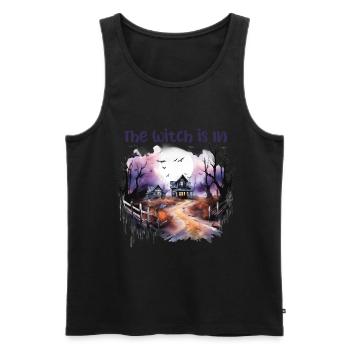 Halloween Kürbis Horror - Männer Premium Bio Tank Top - Schwarz - Vorne - Michal (187cm)