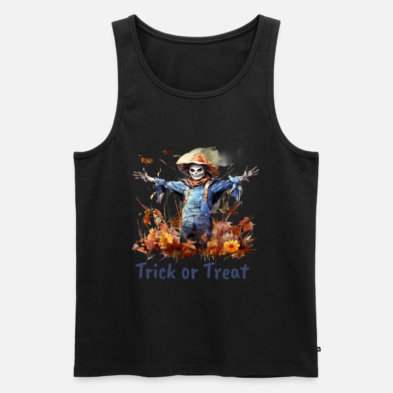 Halloween Kürbis Horror - Männer Premium Bio Tank Top - Schwarz