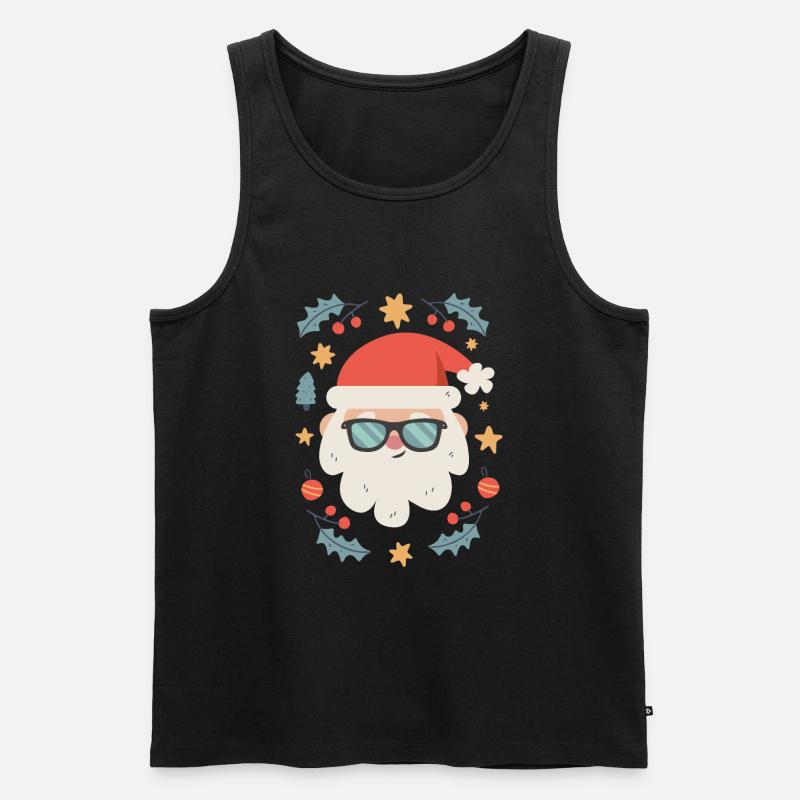 Cooler Weihnachtsmann mit Brille - Männer Premium Bio Tank Top - Schwarz