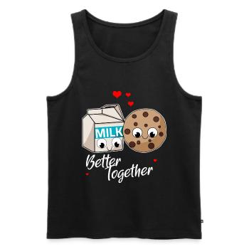 Mieux ensemble - Couple d’amour de lait et de biscuits - Débardeur bio Premium Homme - noir - Devant - AI Model Male 178 light (178cm)