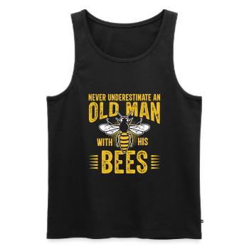 Never underestimate an old man with bees - Men's Premium Organic Tank Top - black - Front - AI Model Male 178 light (178cm)