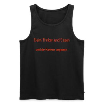 beim Essen und Trinken wird der Kummer vergessen - Männer Premium Bio Tank Top - Schwarz - Vorne - Michal (187cm)