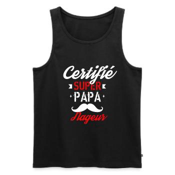 Certifié Super papa Nageur - Débardeur bio Premium Homme - noir - Devant - Michal (187cm)