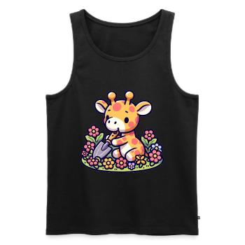 Girafe jardinage Tall Tales jardinier Tee - Débardeur bio Premium Homme - noir - Devant - Michal (187cm)