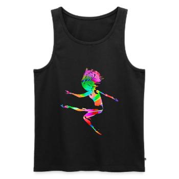 Fraktal & Arc-en-ciel, nerd cadeau, danseur & coloré - Débardeur bio Premium Homme - noir - Devant - Michal (187cm)