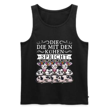 Lustiger Yoga Kuh Spruch Kühe - Männer Premium Bio Tank Top - Schwarz - Vorne - Michal (187cm)