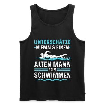Wasserratte Bademeister Lustig Schwimm - Männer Premium Bio Tank Top - Schwarz - Vorne - AI Model Male 178 light (178cm)