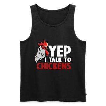 Funny Chicken For Men Women Crazy Chicken Farmer - Débardeur bio Premium Homme - noir - Devant - AI Model Male 178 light (178cm)