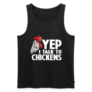 Funny Chicken For Men Women Crazy Chicken Farmer - Débardeur bio Premium Homme - noir - Devant - AI Model Male 178 light (178cm)