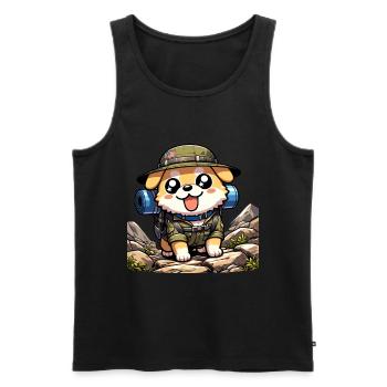 Chien Randonnée Aventure Chiot Vêtements - Débardeur bio Premium Homme - noir - Devant - Michal (187cm)