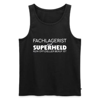 Superhero warehouse clerk - Men's Premium Organic Tank Top - black - Front - AI Model Male 178 light (178cm)