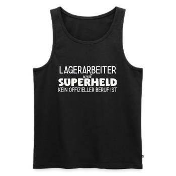 Lagerarbeiter Superheld - Männer Premium Bio Tank Top - Schwarz - Vorne - Michal (187cm)