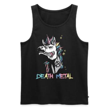 Death Metal Einhorn Musik Metal Head Rocker Heavy - Männer Premium Bio Tank Top - Schwarz - Vorne - Michal (187cm)