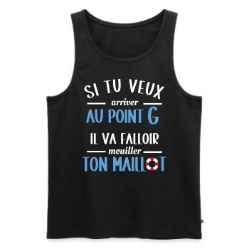 Blague de couple point G - Débardeur bio Premium Homme - noir - Devant - AI Model Male 178 light (178cm)