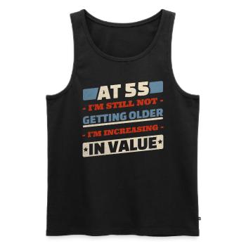 55-Jähriger wird nicht älter Zitate 55. Geburtstag - Männer Premium Bio Tank Top - Schwarz - Vorne - Michal (187cm)