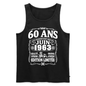 cadeau d'anniversaire juin 1963 - 60 ans - Débardeur bio Premium Homme - noir - Devant - Michal (187cm)