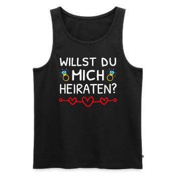 Willst Du Mich Heiraten? Heiratsantrag - Männer Premium Bio Tank Top - Schwarz - Vorne - Michal (187cm)