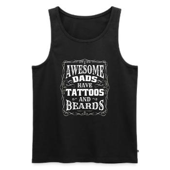 Vater DAD Shirt Bart und Tattoos - Männer Premium Bio Tank Top - Schwarz - Vorne - Michal (187cm)