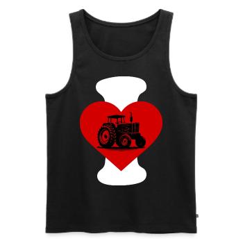 I love Traktor - Männer Premium Bio Tank Top - Schwarz - Vorne - Michal (187cm)