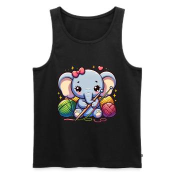 Éléphant tricot câlin éléphant vêtements Art - Débardeur bio Premium Homme - noir - Devant - Michal (187cm)