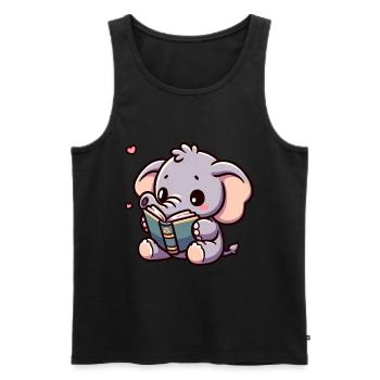 Elefant liest Elefanten-Märchenstunde Strampler - Männer Premium Bio Tank Top - Schwarz - Vorne - AI Model Male 178 light (178cm)