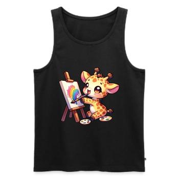 Girafe Peinture Chemise Enfant Artiste à col long - Débardeur bio Premium Homme - noir - Devant - Michal (187cm)