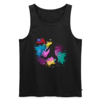 Fußball USA Grungy Farbspritzer - Männer Premium Bio Tank Top - Schwarz - Vorne - AI Model Male 178 light (178cm)