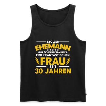 Perlenhochzeit Ehepaar 30. Hochzeitstag Geschenk - Männer Premium Bio Tank Top - Schwarz - Vorne - Michal (187cm)