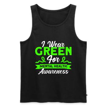 Psychological Awareness Green Loop Depression - Men's Premium Organic Tank Top - black - Front - Michal (187cm)