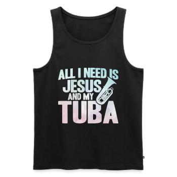 Tuba Jesus et mon cadeau de tuba - Débardeur bio Premium Homme - noir - Devant - Michal (187cm)