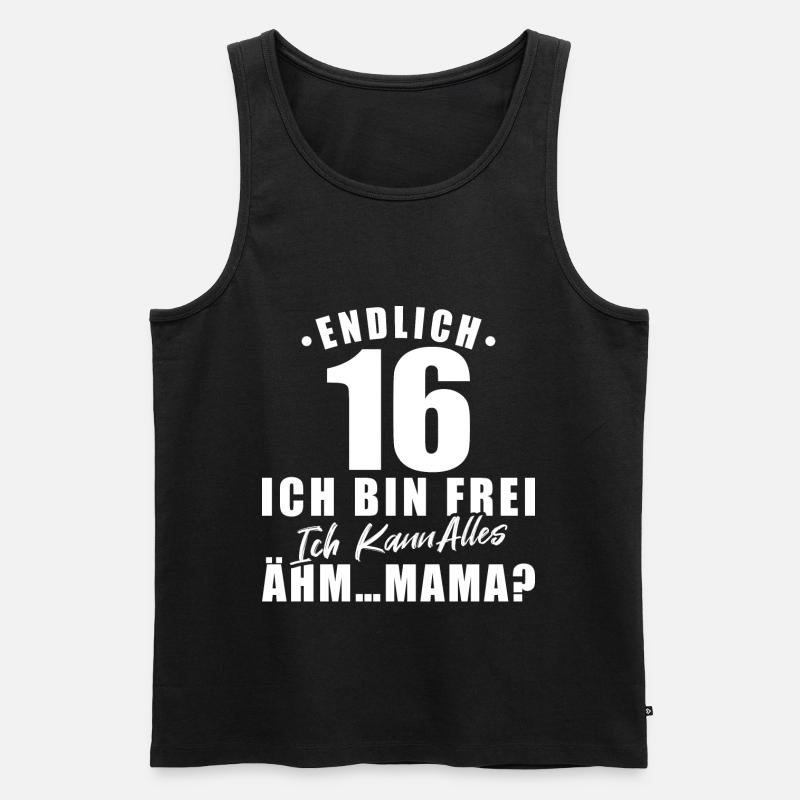 Lustiges 16. Geburtstag Geschenk Endlich 16 - Männer Premium Bio Tank Top - Schwarz
