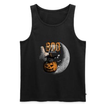 Bootiful Ghost and Black Cat in Crescent Moon - Débardeur bio Premium Homme - noir - Devant - Michal (187cm)