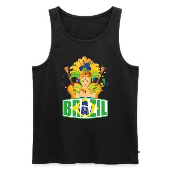 Brasilien Brasil Brasilianische Flagge Musik - Männer Premium Bio Tank Top - Schwarz - Vorne - Michal (187cm)