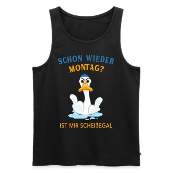Schon wieder Montag? Ist mir Scheißegal - Männer Premium Bio Tank Top - Schwarz - Vorne - Michal (187cm)