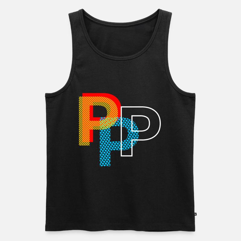 Buchstabe P - Männer Premium Bio Tank Top - Schwarz