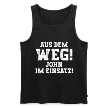 John Lustiger Spruch Vorname Name John - Männer Premium Bio Tank Top - Schwarz - Vorne - AI Model Male 178 light (178cm)