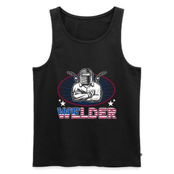 Soudeur SOUDEUR USA Cadeau patriotique - Débardeur bio Premium Homme - noir - Devant - Michal (187cm)