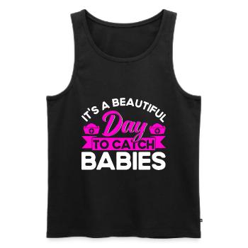 Obstétricien Doula Cadeau de sage-femme - Débardeur bio Premium Homme - noir - Devant - Michal (187cm)