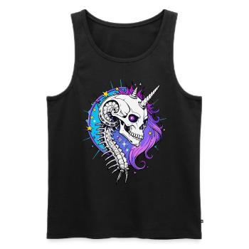 Unicorn Skull // Skull Glitter Unicorn FS0088 - Men's Premium Organic Tank Top - black - Front - AI Model Male 178 light (178cm)