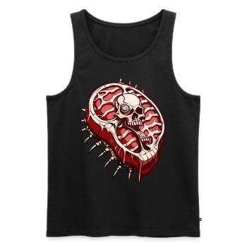 Steak Skull // Viande de crâne // BBQ FS0108 - Débardeur bio Premium Homme - noir - Devant - Michal (187cm)
