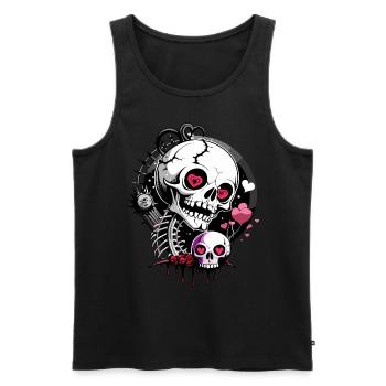Crâne de la Saint-Valentin / Tête de mort Saint-Valentin SS0153 - Débardeur bio Premium Homme - noir - Devant - AI Model Male 178 light (178cm)