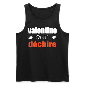 Valentine Qui Déchire Couple Saint Valentin Humour - Débardeur bio Premium Homme - noir - Devant - Michal (187cm)