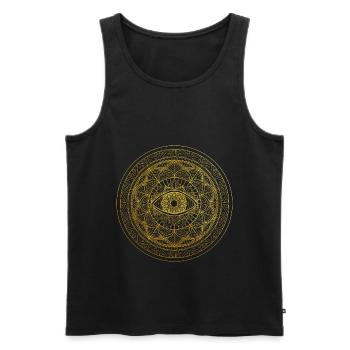 Mandala orné dessiné à la main Troisième œil - Débardeur bio Premium Homme - noir - Devant - AI Model Male 178 light (178cm)