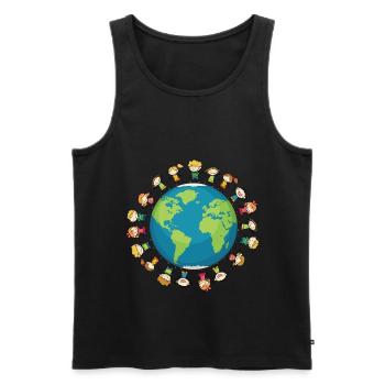 Viele Kinder Erde Planet Lustiges Geschenk - Männer Premium Bio Tank Top - Schwarz - Vorne - Michal (187cm)