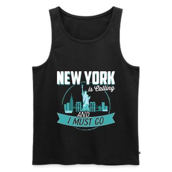 New York appelle et je dois partir Voyage Cooles - Débardeur bio Premium Homme - noir - Devant - Michal (187cm)