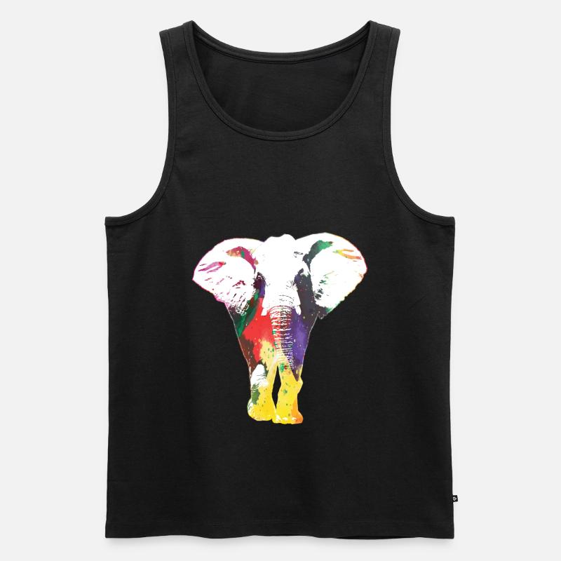 Elefant Regenbogen Wildlife Cooles Geschenk - Männer Premium Bio Tank Top - Schwarz