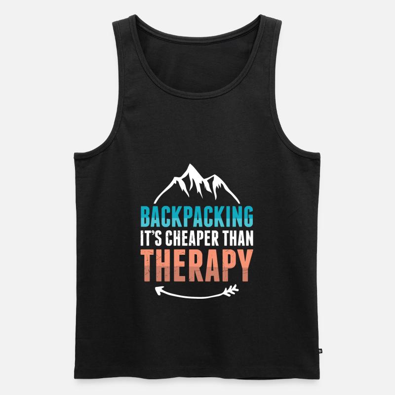 Backpacker Therapie - Männer Premium Bio Tank Top - Schwarz