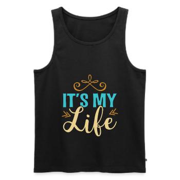 C’est ma vie - Débardeur bio Premium Homme - noir - Devant - Michal (187cm)