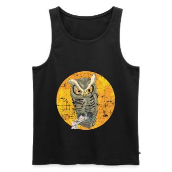 Nuit animale motif cadeau hibou - Débardeur bio Premium Homme - noir - Devant - Michal (187cm)